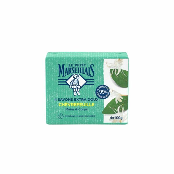 Savon Solide Mains & Corps Chèvrefeuille LE PETIT MARSEILLAIS 2x100g