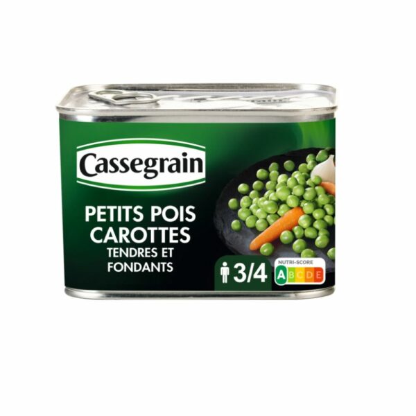 Petits pois carottes tendres et fondants CASSEGRAIN 660g