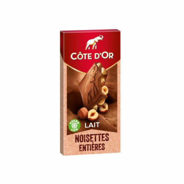 Tablette de chocolat au lait aux noisettes entières COTE D'OR