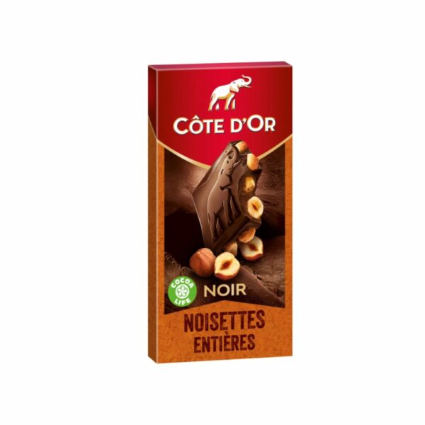 Tablette de chocolat noir aux noisettes entières COTE D'OR