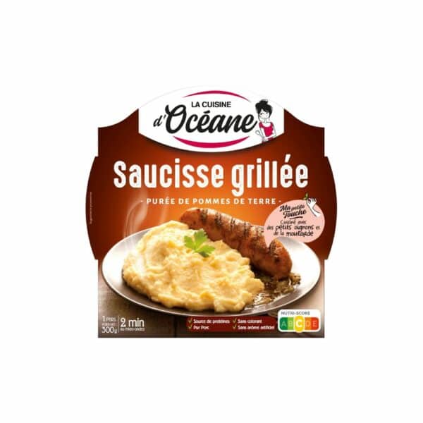 Plat cuisiné Saucisse grillée/purée LA CUISINE D'OCEANE 300g