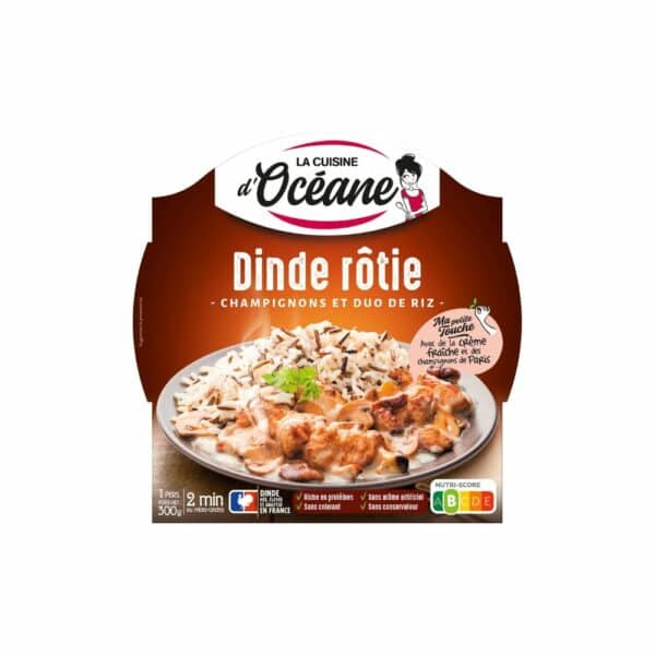 Plats cuisinés dinde rôtie forestière duo de riz LA CUISINE D'OCEANE 300g