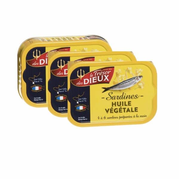 Sardines à l'huile végétale LE TRESOR DES DIEUX 3x115g