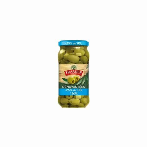 Olives vertes dénoyautées réduit en sel TRAMIER 160g