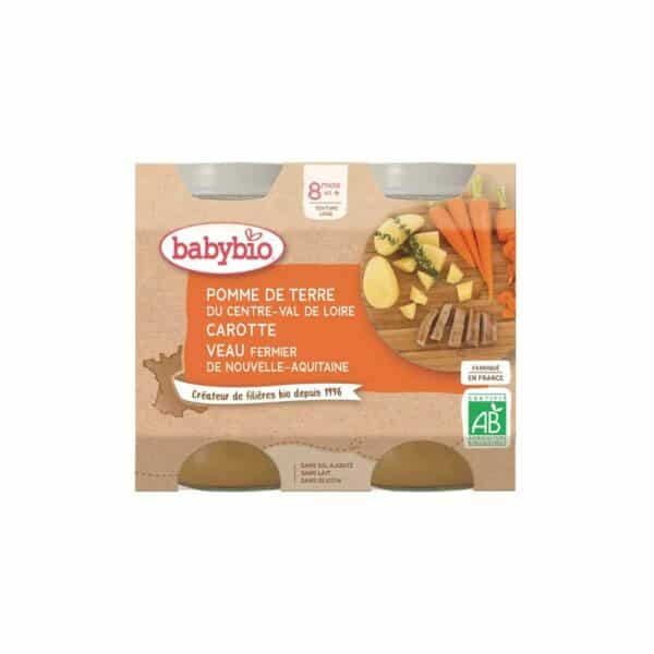 Babybio Petit pot pomme de terre carotte veau bio dès 8 mois - 2x200g