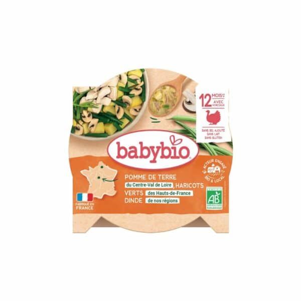 Babybio Assiette pomme de terre haricot vert dinde bio dès 12 mois - 230g
