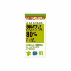 Tablette De Chocolat Noir 80% Cacao Equateur Bio ETHIQUABLE 100g