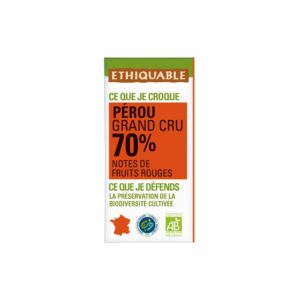 Tablette De Chocolat Noir 70% Cacao Pérou Bio ETHIQUABLE 100g