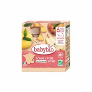 Babybio Gourde dessert pomme poire pêche bio dès 6 mois 4x90g