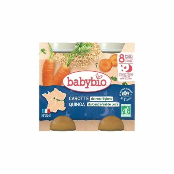 Babybio Plat bébé du soir dès 8 mois Carotte Quinoa - 2x200g