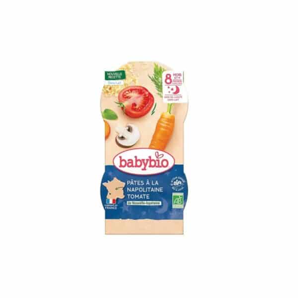 Babybio Pâtes à la Napolitaine Tomates Bio Bol Bébé Dès 8 mois- 2x200g