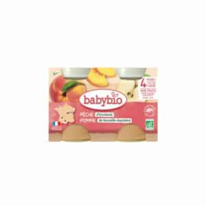 Babybio Compote bébé Bio 4 mois Pomme / Pêche - 2x130g