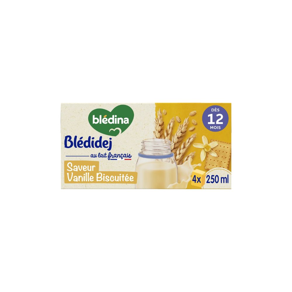 Lait céréales Blédidej 12 mois Biscuité vanille - 4x250ml