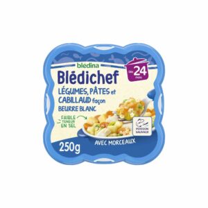 Repas bébé Blédichef 24 mois Pâtes légumes cabillaud - 250g