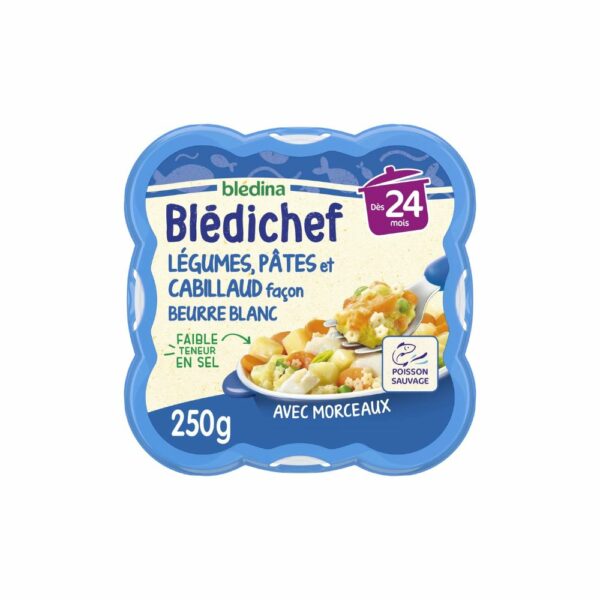 Repas bébé Blédichef 24 mois Pâtes légumes cabillaud - 250g