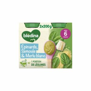 Petit pot bébé Blédina 6 mois Semoule épinards merlu - 2x200g