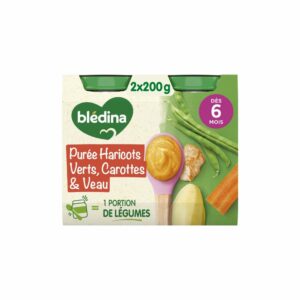 Petit pot bébé Blédina 6 mois Haricot carotte veau - 2x200g