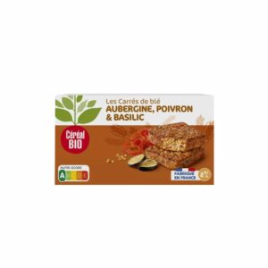 Carrés de blé aubergine poivron et basilic bio CEREAL BIO 2x100g