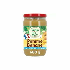 Compote pomme banane Bio sans sucres ajoutés JARDIN BIO ETIC 680g