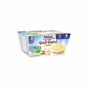 NESTLE P'tit onctueux dessert lacté vanille Bio 4x90g
