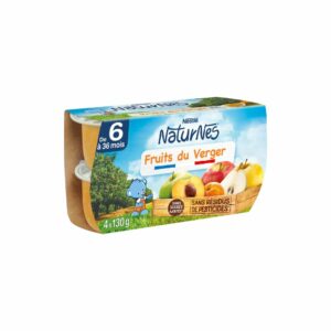 Purée de fruit NATURNES Fruits du verger dès 6 mois NESTLÉ 4x130g