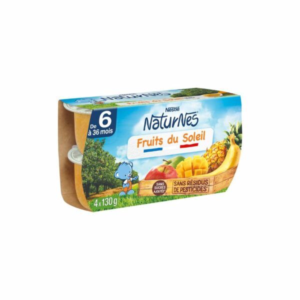 Purée de fruit NATURNES Fruits du soleil 8 mois NESTLÉ 4x130g
