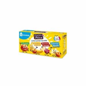Gourdes compotes pommes nature pommes bananes pommes cerises pommes vanille CHARLES & ALICE 12x90g
