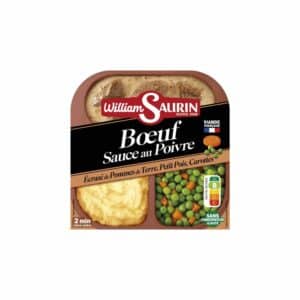 Plat cuisiné bœuf sauce au poivre écrasé de pommes de terre, petits pois, carottes WILLIAM SAURIN 320g